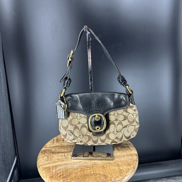 Coach Black and Tan Shoulder Bag - Picture 1 of 5